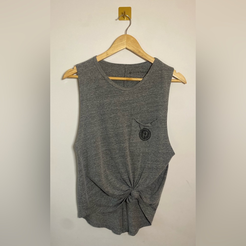 Pure Barre | Small Heathered Gray Sleeveless Circle P Tank Top